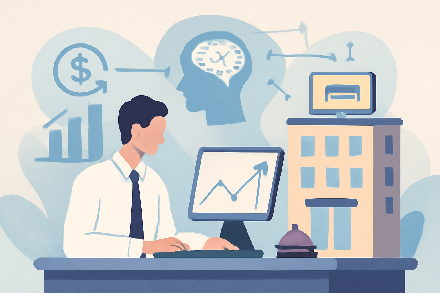 Ilustración sobre Atribución de reservas hoteleras clara y rentable — GuestBrain (guestbrain.io)