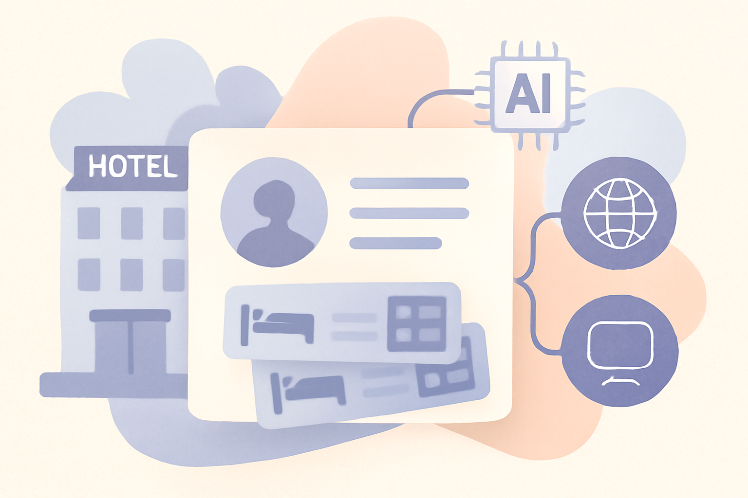 Ilustración sobre CDP hotelero: ficha única por huésped con reservas y canales — GuestBrain (guestbrain.io)
