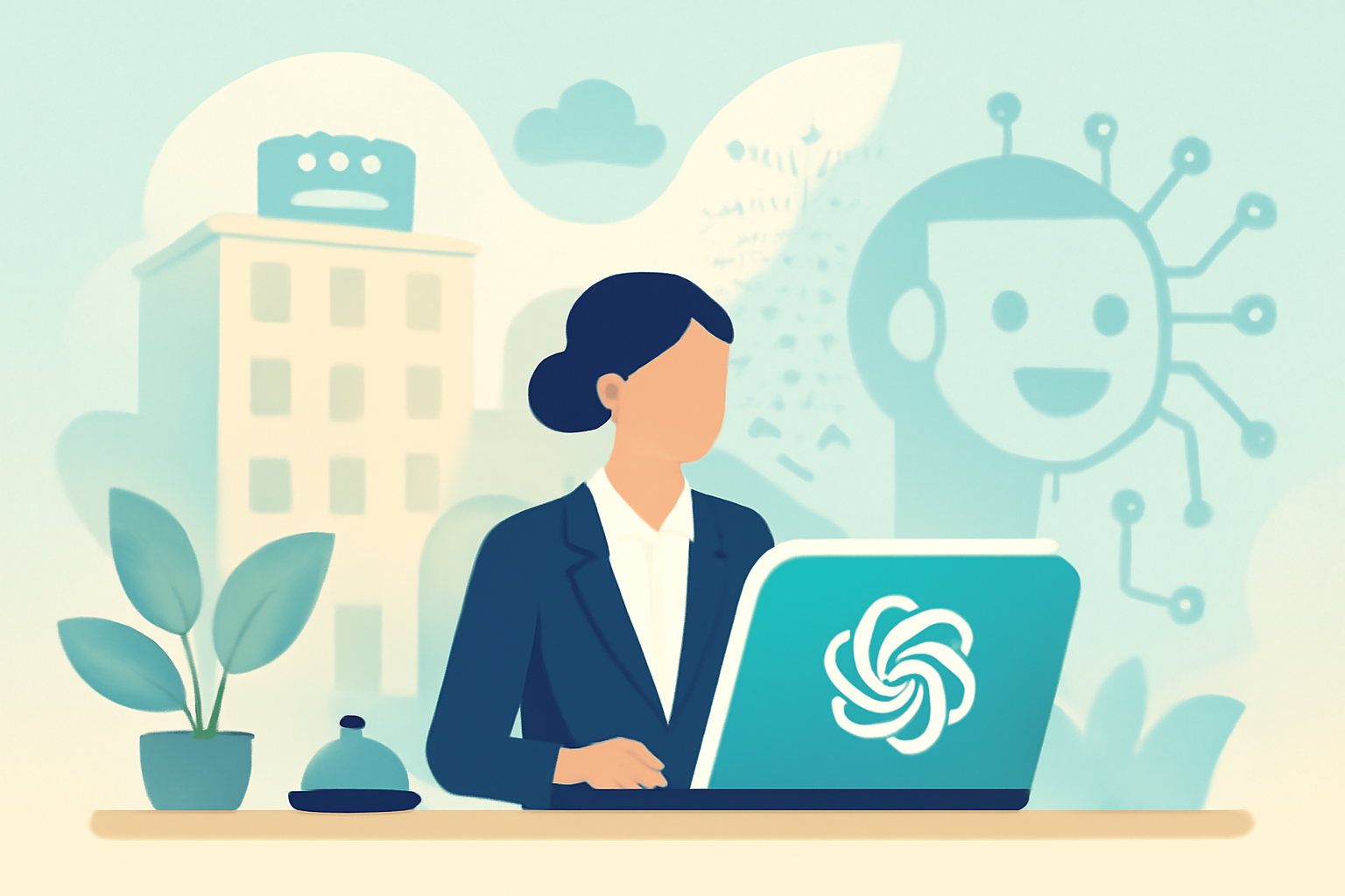 Ilustración sobre ChatGPT para hoteles: guía, usos y visibilidad — GuestBrain (guestbrain.io)