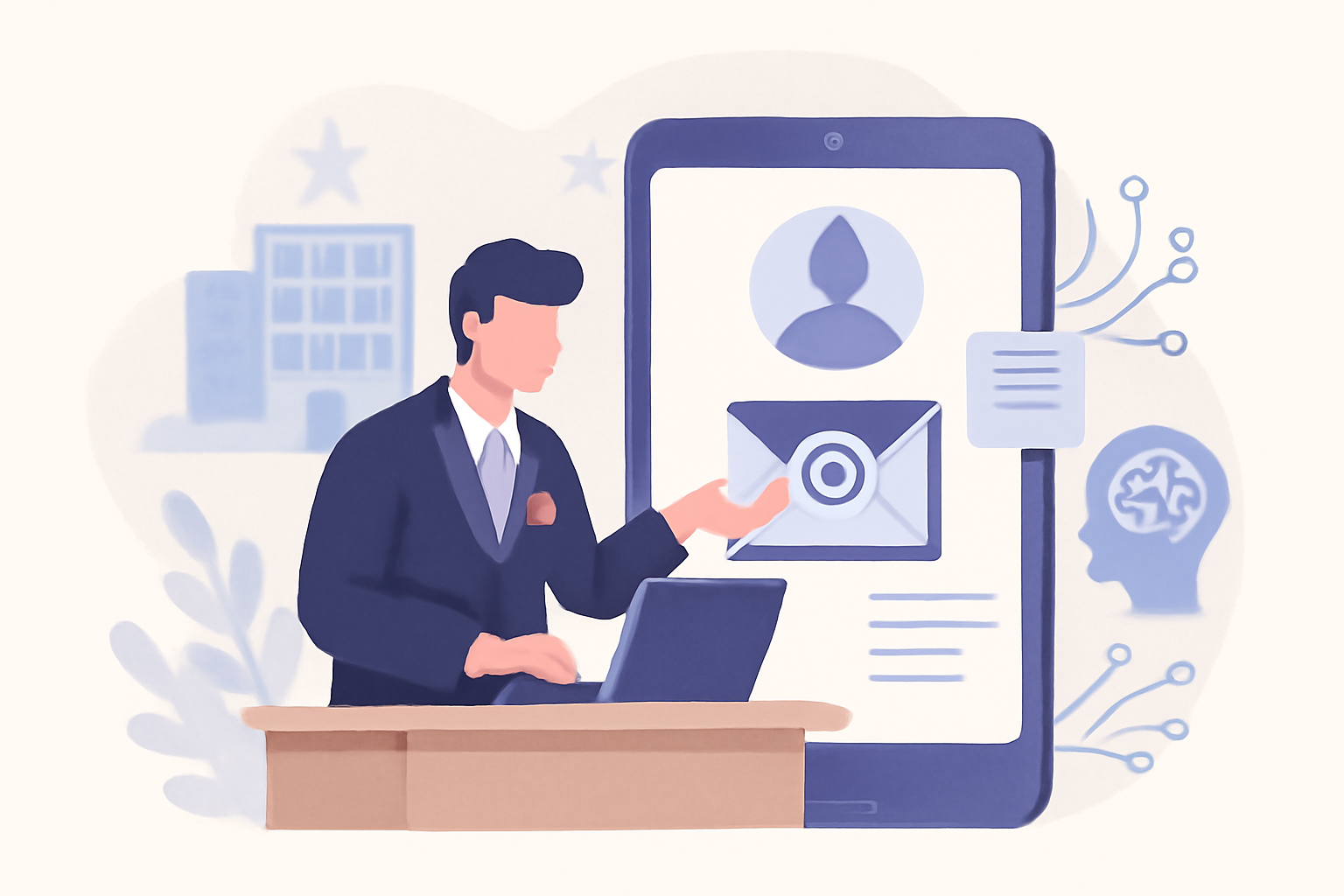 Ilustración sobre Cómo conseguir el email de huéspedes de Booking legalmente — GuestBrain (guestbrain.io)