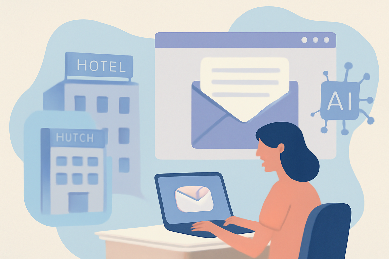Ilustración sobre Newsletter hotelera: campañas de email efectivas en 2026 — GuestBrain (guestbrain.io)