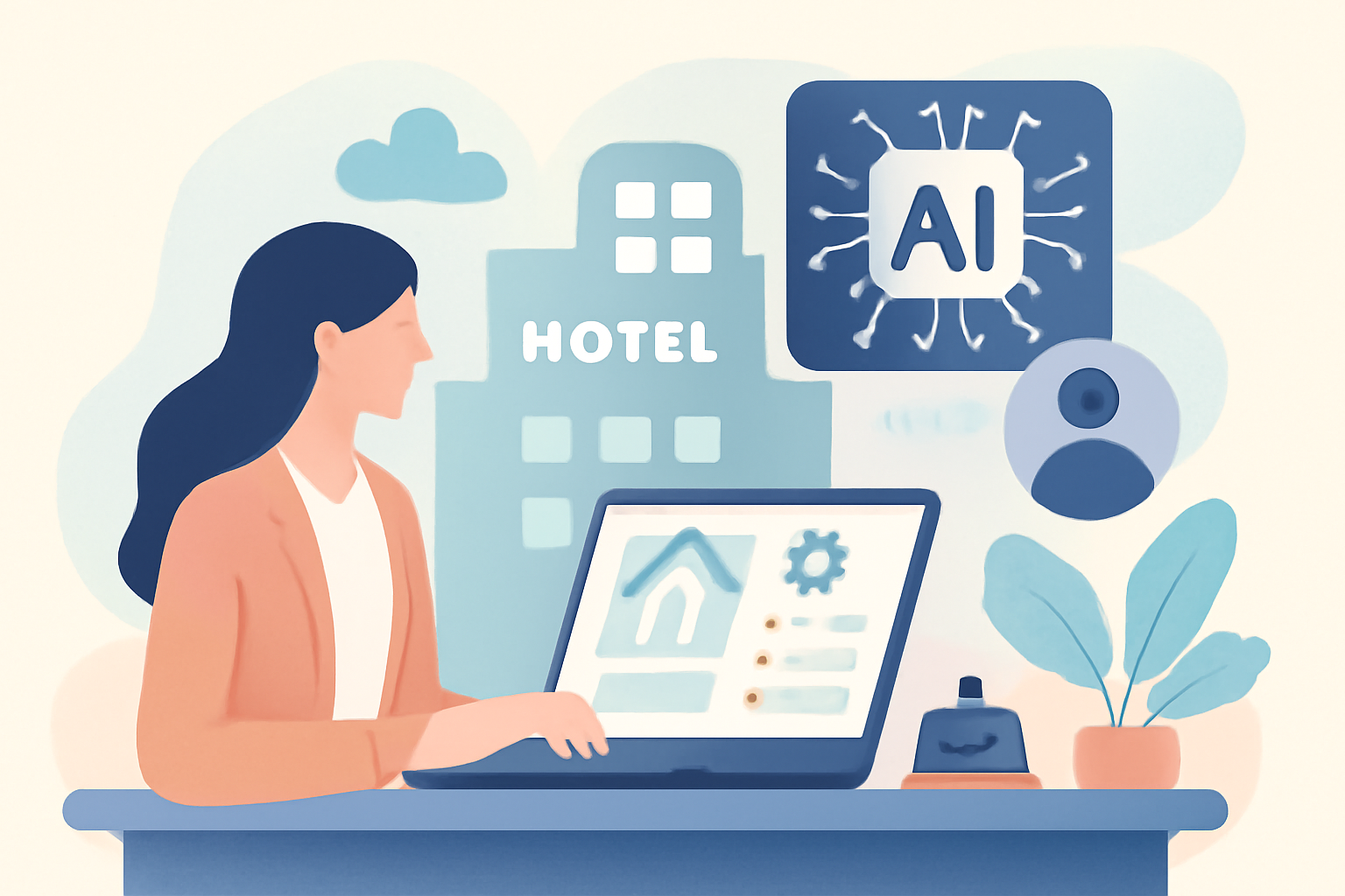 Ilustración sobre Software hotelero: tipos y cómo elegir en 2026 — GuestBrain (guestbrain.io)